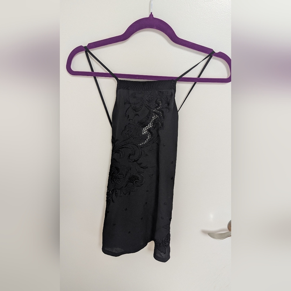 Express Black Embroidered Pencil Skirt